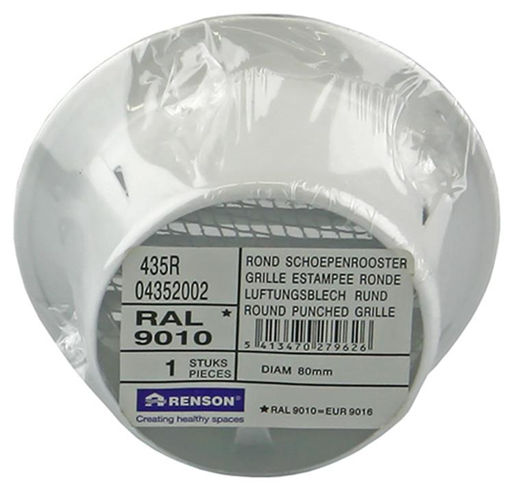 Renson 1008241 – Lamellengitter rund zum Einbau. 435 r alu ral 9010 ø 80 | 12 Stück