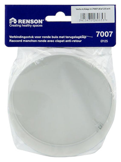 Renson 1008568 – PVC-Verbindungsstück + Rückschlagventil 7007 weiß Durchm. 125mm | 2 Stk