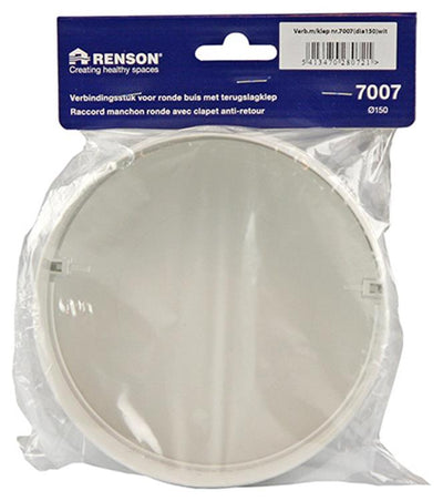 Renson 1008569 - PVC-Verbindungsstück + Rückschlagventil 7007 ø. 150mm - weiß | 2 Stk