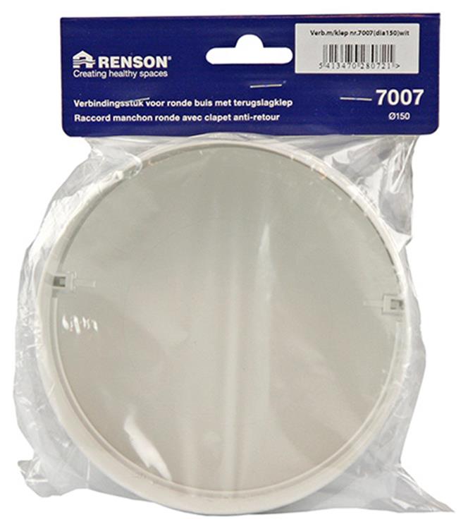 Renson 1008569 - PVC-Verbindungsstück + Rückschlagventil 7007 ø. 150mm - weiß | 2 Stk