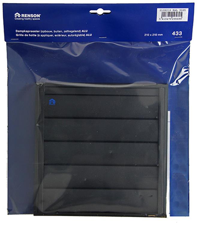 Renson 1057985 – Dunstabzugshaubengitter 433 (210 x 210) RAL 9005 schwarz | 2 Stk