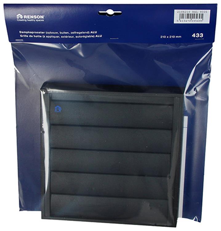Renson 1057985 – Dunstabzugshaubengitter 433 (210 x 210) RAL 9005 schwarz | 2 Stk