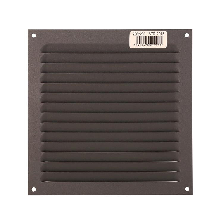 Renson 1062428 – Aufputz-Lamellengitter flach Aluminium 436 (200x200) Struktur 7016 | 10 Stück