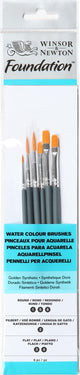 Winsor Newton 5295016 Foundation-Pinsel-Set – kurzer Griff – 6-teilig – runde Filbert-Flachpinsel für Aquarell, Gouache und Acryl