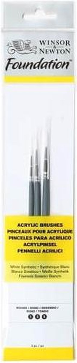 Winsor Newton Foundation Acrylfarbe Rundpinsel 3er-Set – Größe 1,3,5