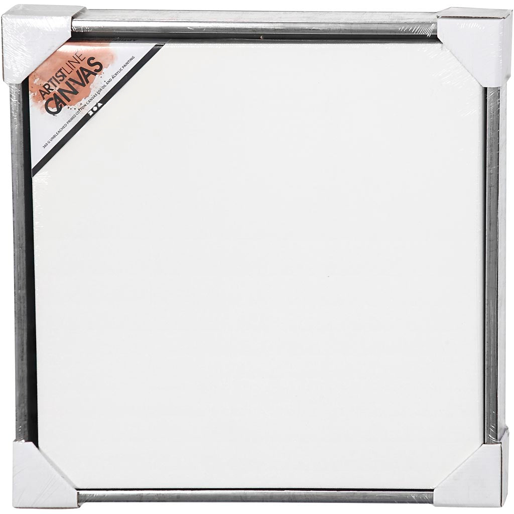 Creativ Company Leinwand mit Rahmen, Größe 50x50 cm, 360 gr, Antiksilber, Weiß, 1 Stück