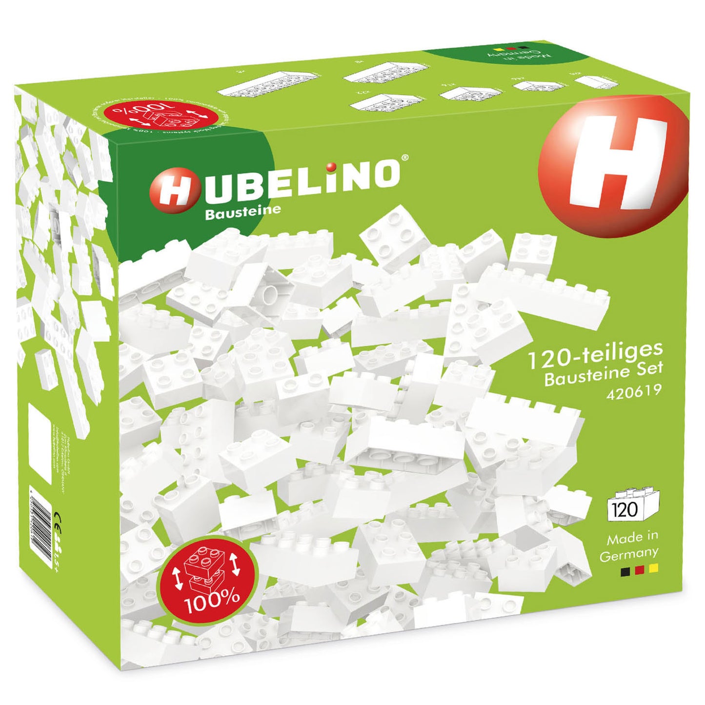 Hubelino -Bausteine ​​weiß, 120dlg.
