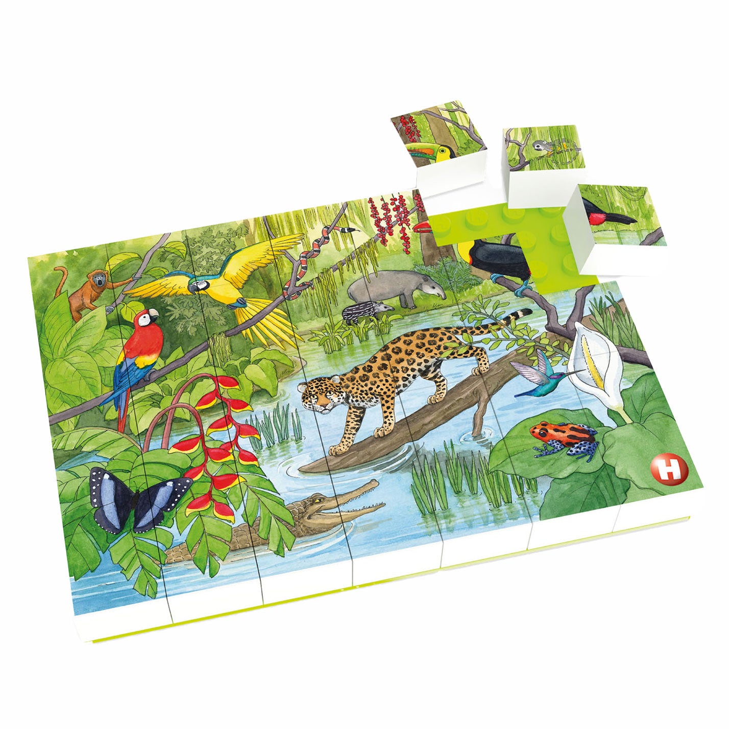 Hubelino -Block -Puzzle Wildtiere im tropischen Regenwald, 35st.