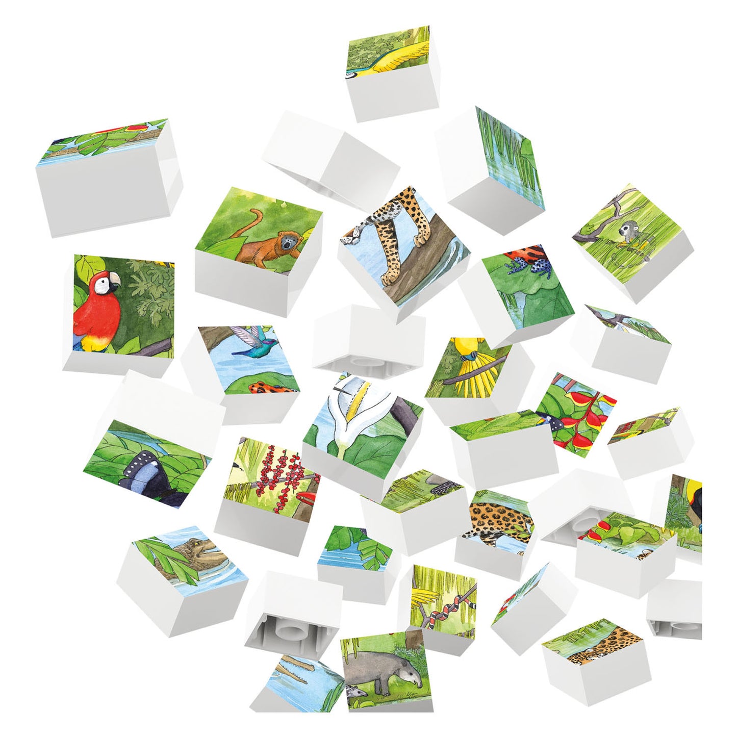 Hubelino -Block -Puzzle Wildtiere im tropischen Regenwald, 35st.