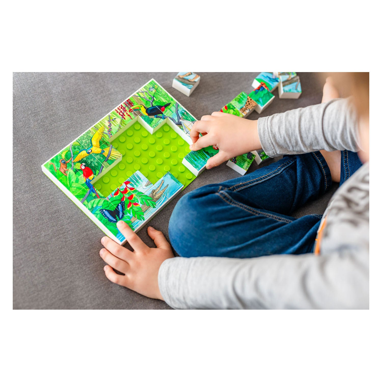 Hubelino -Block -Puzzle Wildtiere im tropischen Regenwald, 35st.
