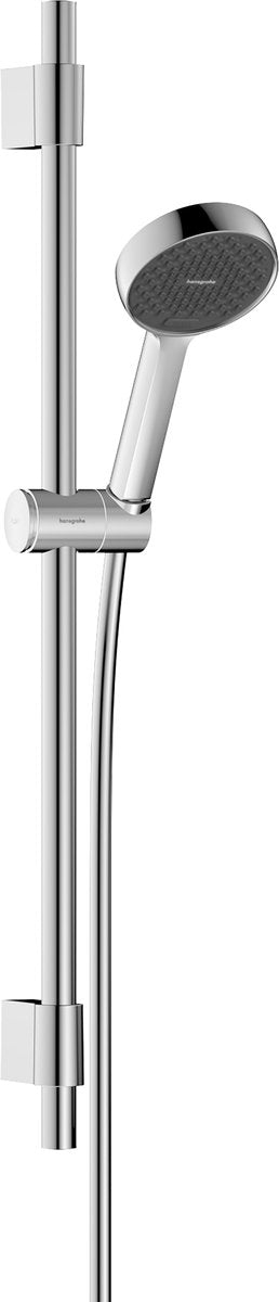 Hansgrohe activatera s – Duschset – Ecosmart Wassersparen – Auswahl per Knopfdruck – Größe 95 mm – mit Schiebestange Varia 72 cm – 2 Sprühfunktionen – Chrom