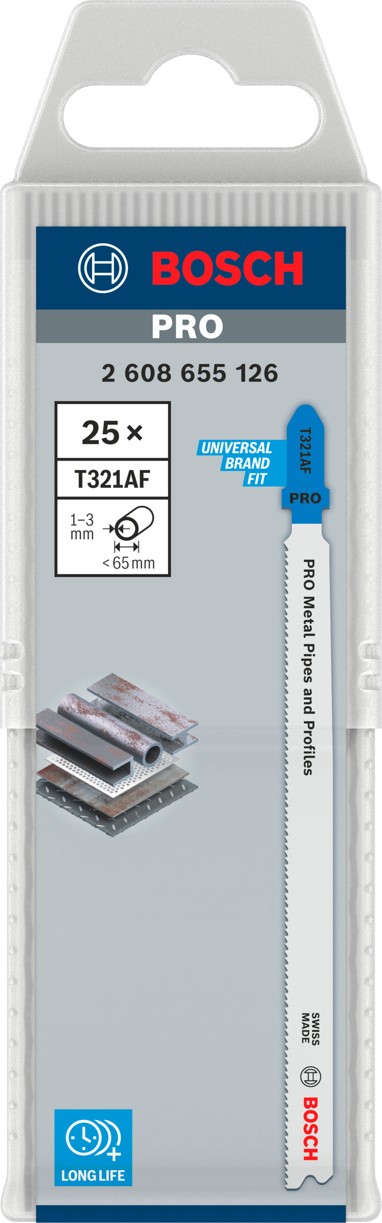 Bosch Zubehör Pro Metallrohre und Profile T321AF Stichsägeblatt | 132mm | 25 Stück - 2608655126