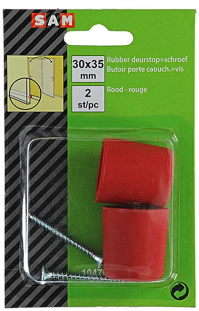 Mack 1047653 - Türstoppergummi + Schraube rot 30 x 35 mm 2 Stück | 6 Stück
