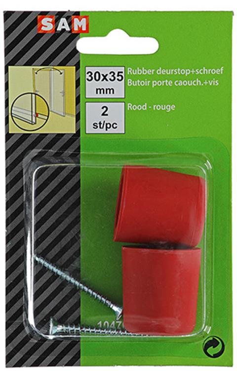 Mack 1047653 - Türstoppergummi + Schraube rot 30 x 35 mm 2 Stück | 6 Stück
