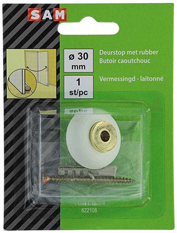 Mack 1047654 - Türstopper mit Gummi vermessingt ø 30 mm 1 St. St. | 6 Stück
