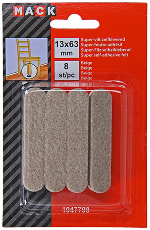 Mack 1047708 - Superfilz selbstklebend beige 13 x 63 mm 8 Stück | 12 Stück