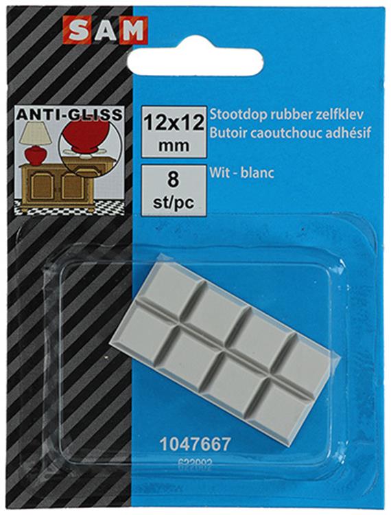 Mack 1047667 - Gummistopfen selbstklebend weiß 12 x 12 mm 8 Stück | 6 Stück
