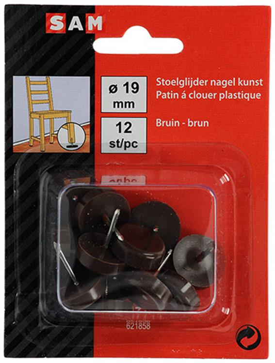 Mack 1047711 - Stuhlgleiternagel Kunststoff braun ø 19 mm 12 Stück | 6 Stück