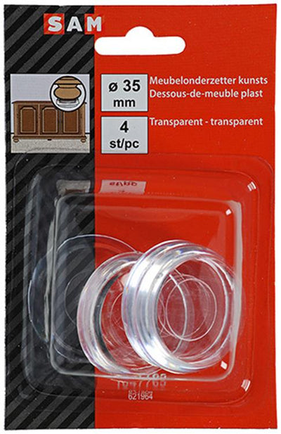 Mack 1047765 - Möbeluntersetzer Kunststoff transparent ø 35 mm 4 Stück | 6 Stück
