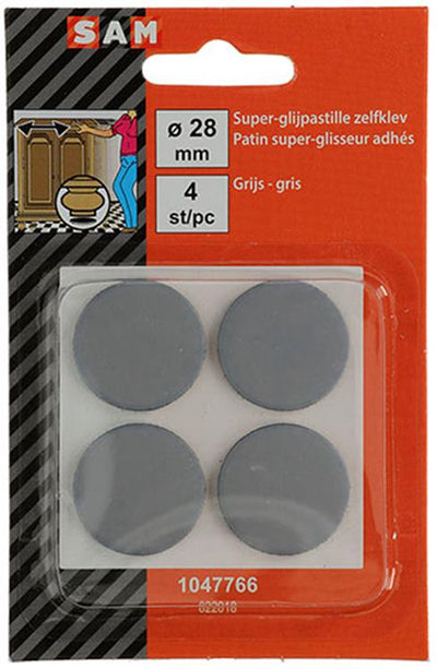 Mack 1047766 - Super-Gleitpastille selbstklebend grau ø 28 mm 4 Stück | 12 Stück