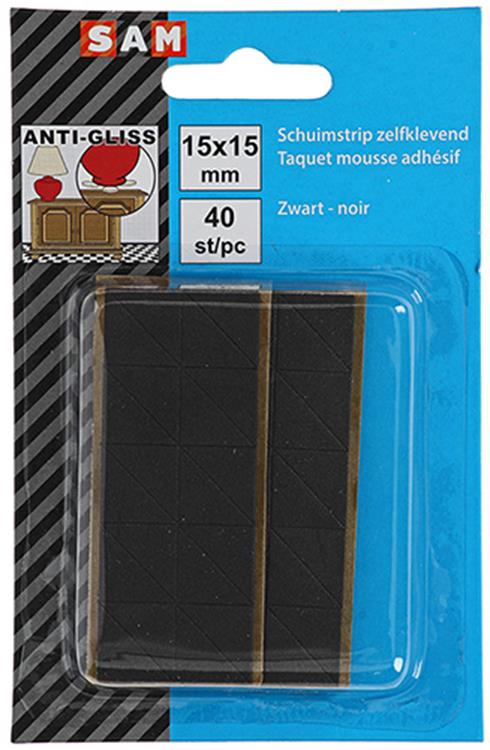 Mack 1047675 - Schaumstoffstreifen selbstklebend schwarz 15 x 15 mm 40 Stück | 6 Stück