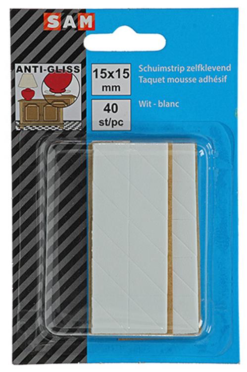 Mack 1047677 - Schaumstoffstreifen selbstklebend weiß 15 x 15 mm 40 Stück | 6 Stück