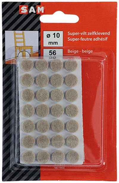 Mack 1047719 - Superfilz selbstklebend beige ø 10 mm 56 Stück | 12 Stück