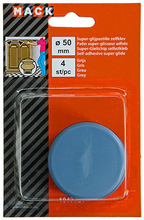 Mack 1047721 - Super-Gleitpastille selbstklebend grau ø 50 mm 4 Stück | 6 Stück