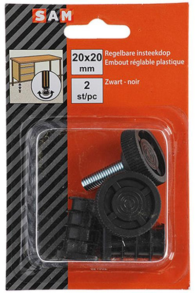 Mack 1047772 - verstellbare Steckkappe schwarz 20 x 20 mm 2 Stück | 6 Stück