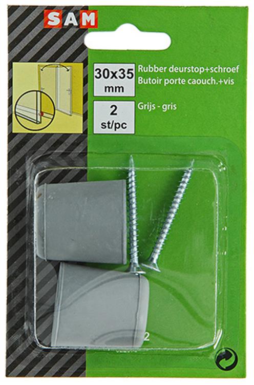 Mack 1047632 - Türstoppergummi + Schraube grau 30 x 35 mm 2 Stück | 6 Stück