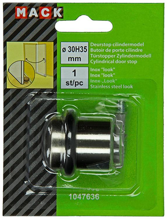 Mack 1047636 - Türstoppzylinder Modell Edelstahloptik ø 30h35 mm 1 Stk Stk | 6 Stück