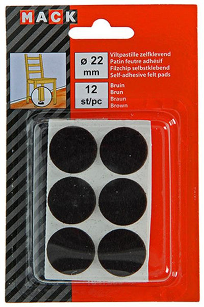 Mack 1047680 - Filzpastille selbstklebend braun ø 22 mm 12 Stück | 12 Stück