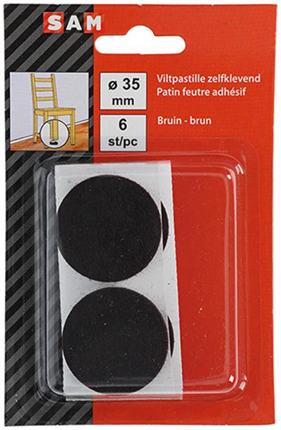 Mack 1047681 - Filzpastille selbstklebend braun ø 35 mm 6 Stück | 12 Stück