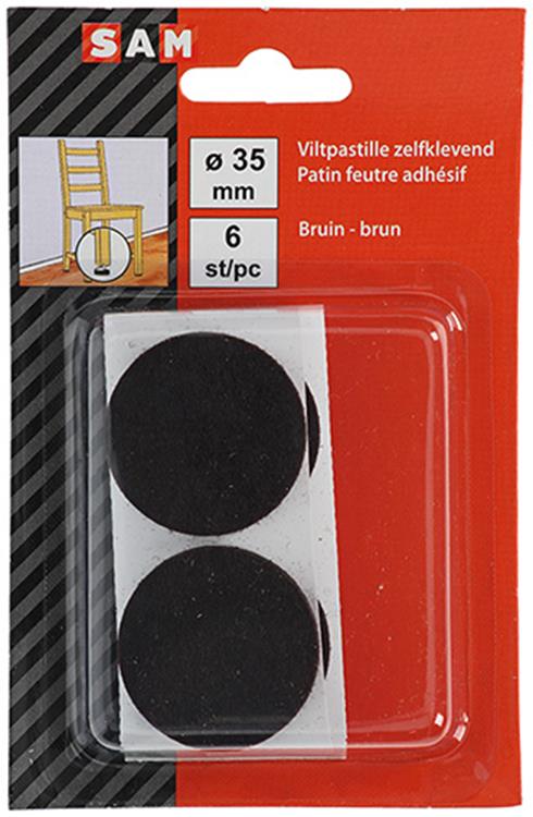 Mack 1047681 - Filzpastille selbstklebend braun ø 35 mm 6 Stück | 12 Stück