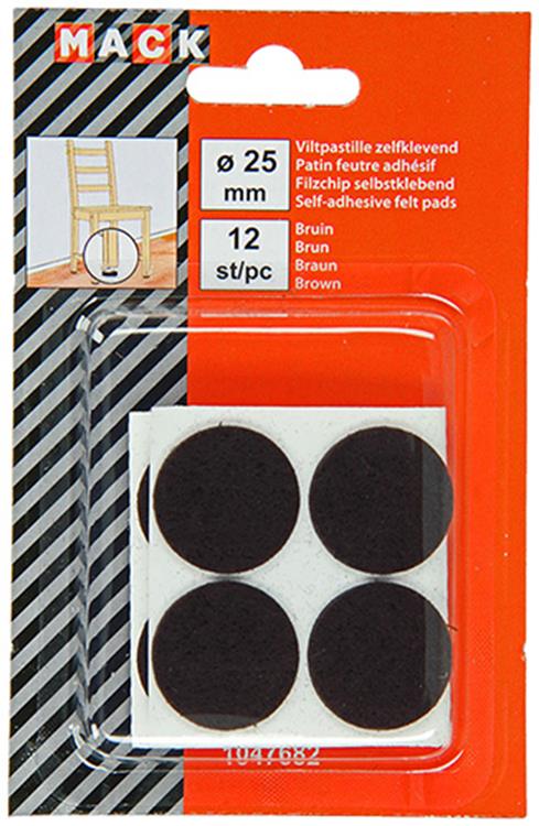 Mack 1047682 - Filzpastille selbstklebend braun ø 25 mm 12 Stück | 12 Stück