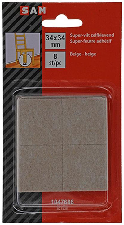 Mack 1047686 - Superfilz selbstklebend beige 34 x 34 mm 8 Stück | 12 Stück
