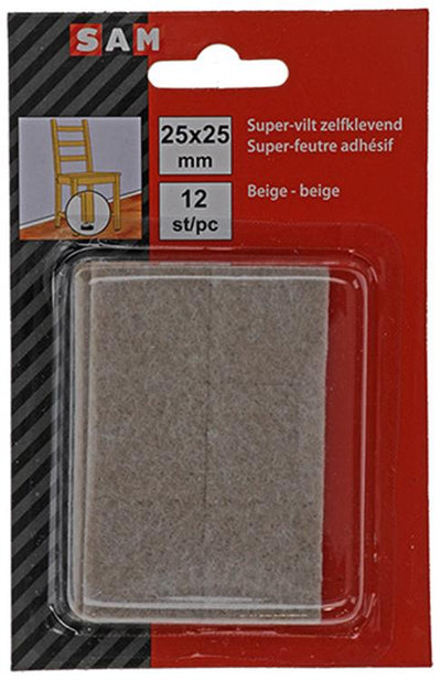 Mack 1047688 - Superfilz selbstklebend beige 25 x 25 mm 12 Stück | 12 Stück