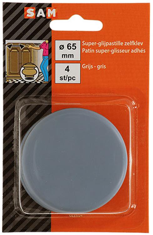 Mack 1047733 - Super-Gleitpastille selbstklebend grau ø 60 mm 4 Stück | 6 Stück
