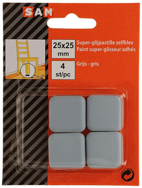 Mack 1047735 - Super-Gleitpastille selbstklebend grau 25 x 25 mm 4 Stück | 12 Stück
