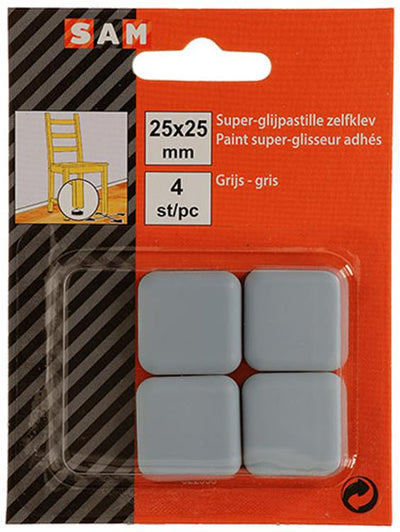 Mack 1047735 - Super-Gleitpastille selbstklebend grau 25 x 25 mm 4 Stück | 12 Stück