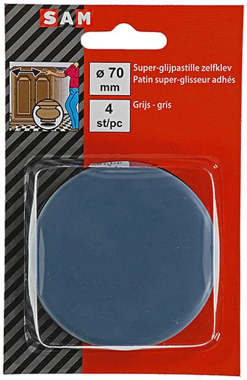 Mack 1047736 - Super-Gleitpastille selbstklebend grau ø 70 mm 4 Stück | 6 Stück