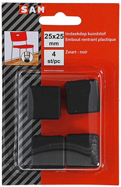 Mack 1047738 - Kunststoffstopfen schwarz 25 x 25 mm 4 Stück | 6 Stück