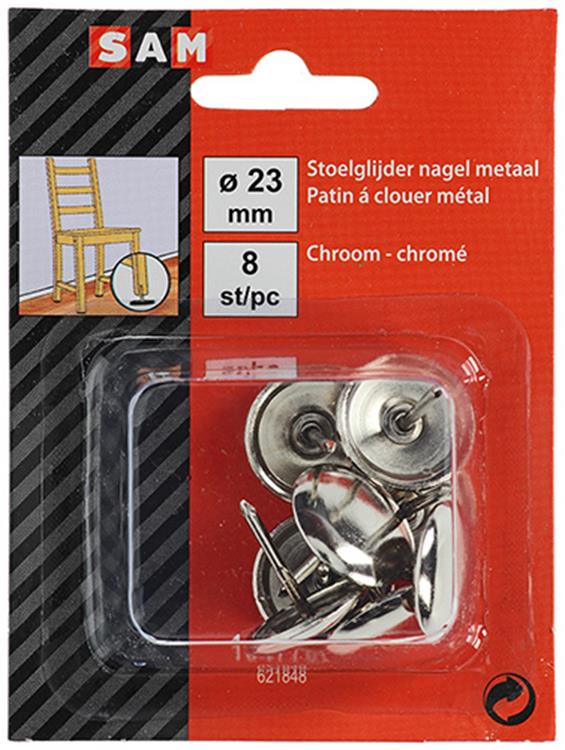 Mack 1047786 - 8 Stück Stuhlgleiter mit Nagelmetall 23 mm | 6 Stück
