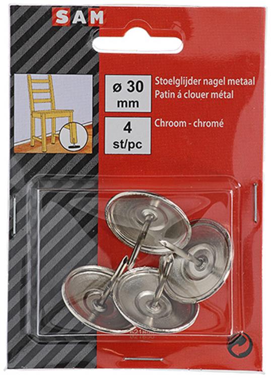 Mack 1047787 - Stuhlgleiter Nagel Metall Chrom ø 30 mm 4 Stück | 6 Stück