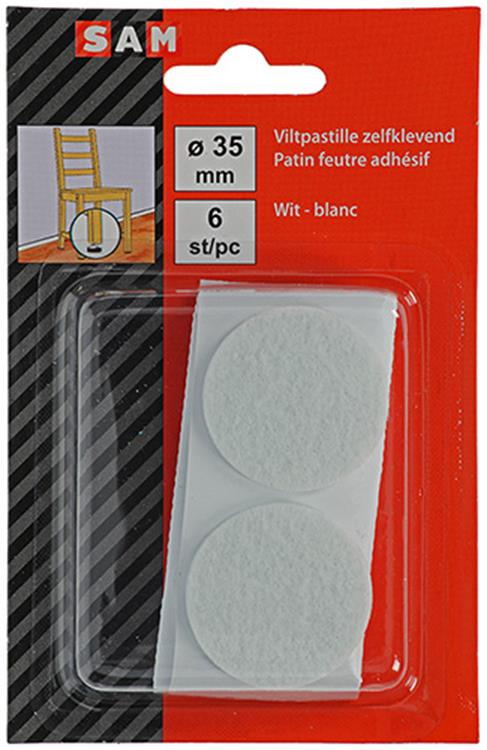 Mack 1047690 - Filzpastille selbstklebend weiß ø 35 mm 6 Stück | 12 Stück