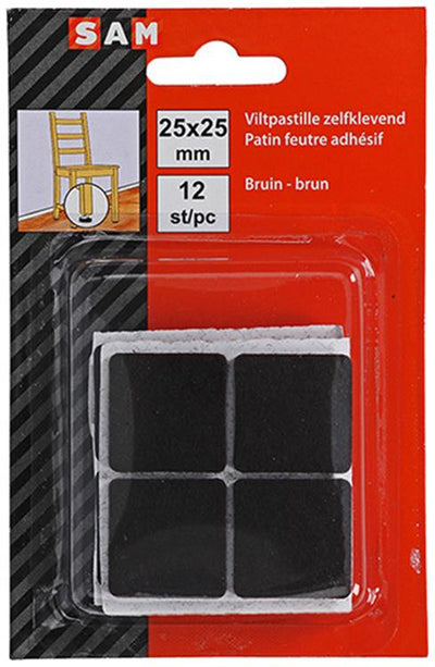 Mack 1047695 - Filzpastille selbstklebend braun 25 x 25 mm 12 Stück | 12 Stück