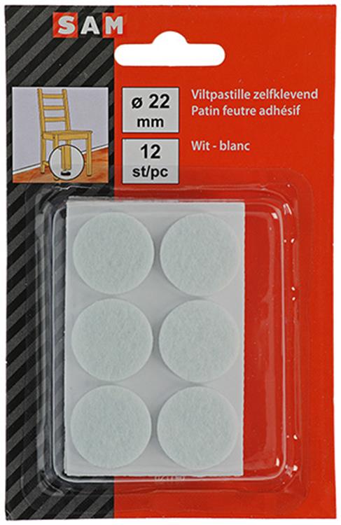 Mack 1047697 - Filzpastille selbstklebend weiß ø 22 mm 12 Stück | 12 Stück