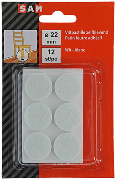 Mack 1047697 - Filzpastille selbstklebend weiß ø 22 mm 12 Stück | 12 Stück