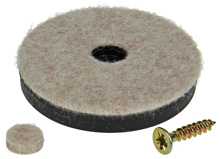 Mack 1048772 - verstärkter Filz + Schraube braun ø 50 mm 4 Stück | 6 Stück
