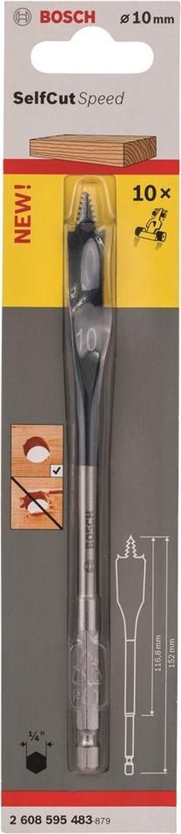 Bosch - Schnellbohrer-Set Selbstschnittgeschwindigkeit, Sechskant 10 x 152 mm